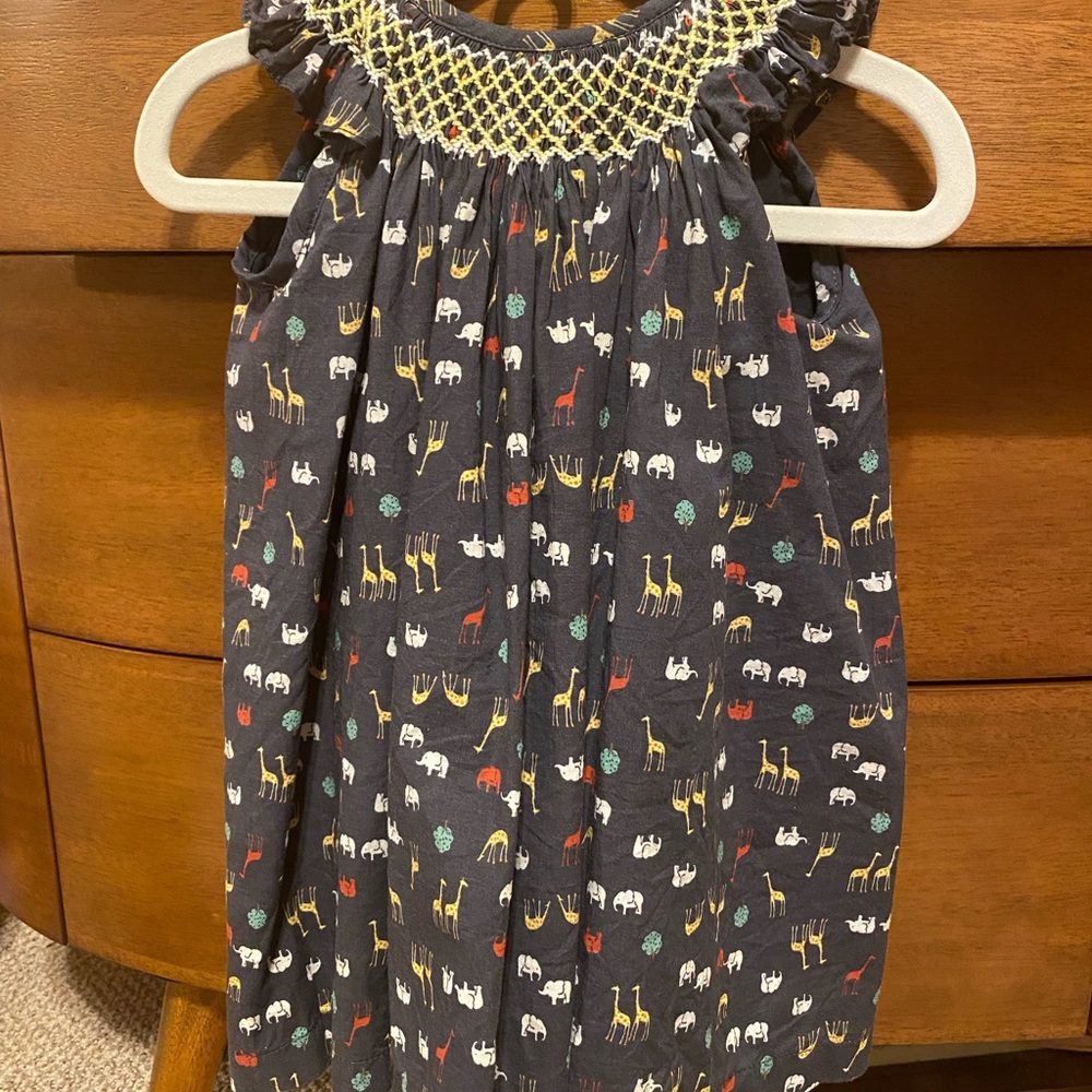 Stay Little Smocked Animal Print Dress 🦒 🐘
